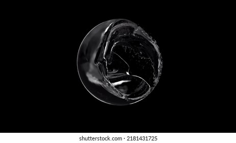 3d Render Water With Waves Splashing Inside The Ball On A Black Background