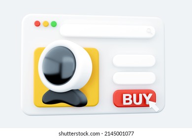 3D Render Web Page Web Cam Isolated. 3D Render Web Page Webcam Icon Illustration. 3D Render Camera Icon Web Page