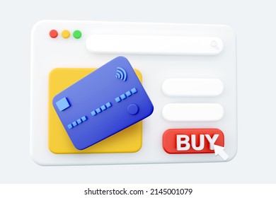 3D render web page Online payment concept. Laptop with electronic invoice. Financial transaction confirmation. 3D render web page buy bank card on web site. web page