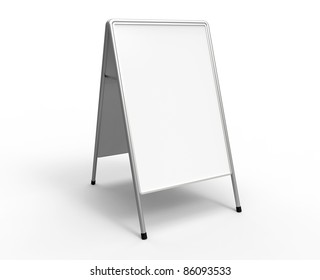 3d render of a white advertising stand on a white background