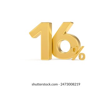 3D Render With White Background Gold Numbe 16