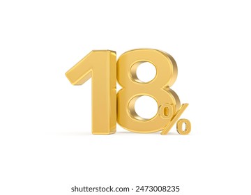 3D Render With White Background Gold Numbe 18