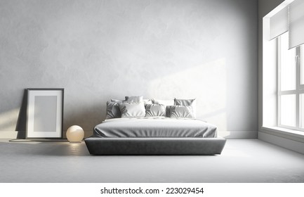 3d Render Of White Bedroom