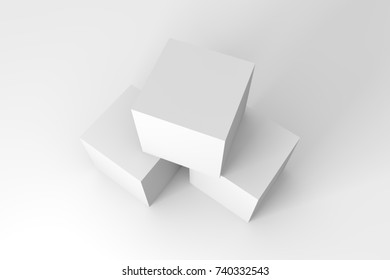 3d render of white cardboard boxes on a gray background