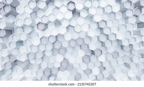 3d Render White Grey Geometric Hexagonal Stock Illustration 2135745207 ...