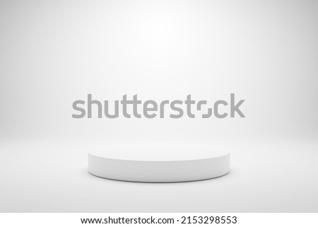 3D render white minimal podium pedestal product display on white background. 3D mockup illustration