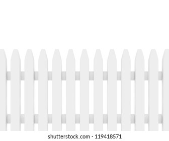 3d Render of a White Picket Fence