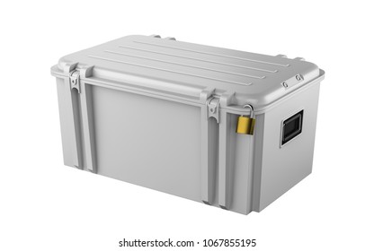 3d Render. White Plastic Case On The Lock On A Isolated Background.  CS GO