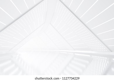 3d render the white triangle tunnel background