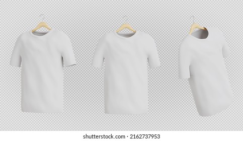 3d render of white t-shirt on transparent background,clipping path.