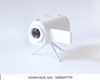 3d Render White Video Camera Technology Filming Concept