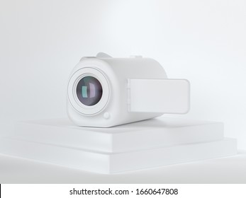 3d render white video camera technology filming concept