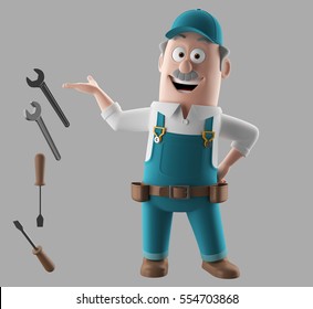 3d render worker man with set of tools
 - Powered by Shutterstock