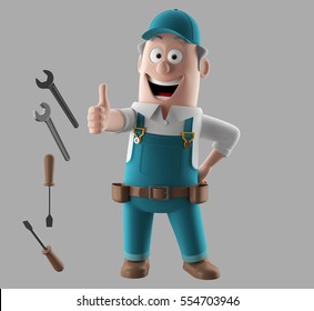 3d render worker man with set of tools
 - Powered by Shutterstock