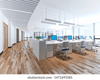 3d Render Of Working Space, Open Office