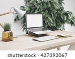 3d render of workspace mockup
