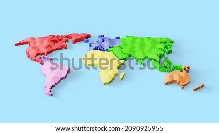 3d Render World Colorful Map