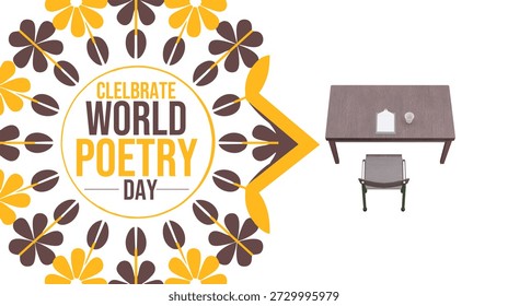 3d render written table and World Poetry Day banner in clean and modern style on a white background celebrating creativity and expression