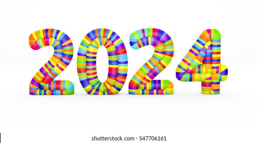 Similar Images, Stock Photos &amp; Vectors of 3d render year 2024 made with colorful plastic spheres