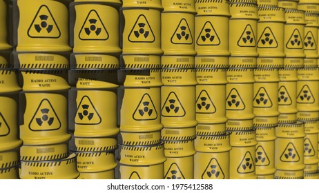 3d Render Yellow Background With Radioactive Warning Symbol.