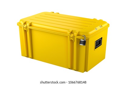 3d Render. Yellow Plastic Case On The Lock On A Isolated Background. CS GO