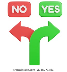 3d render Yes No Decision Arrows icon 