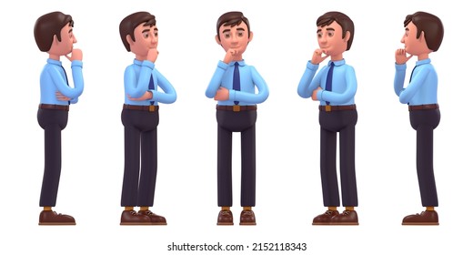 3d render of young businessman thinking, making decision