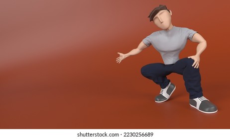 3D Render of a Young person presenting to empty copyspace