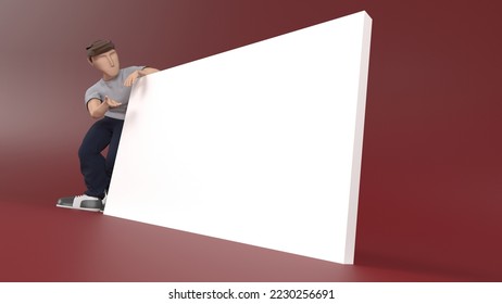 3D Render of a Young person presenting to empty copyspace
