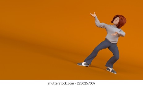 3D Render of a Young person presenting to empty copyspace