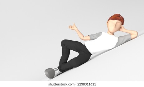 3D Render of a Young person presenting to empty copyspace