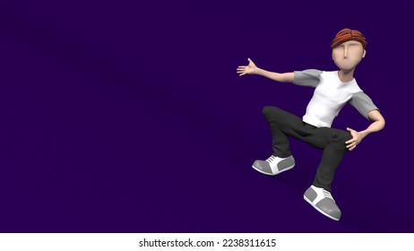 3D Render of a Young person presenting to empty copyspace