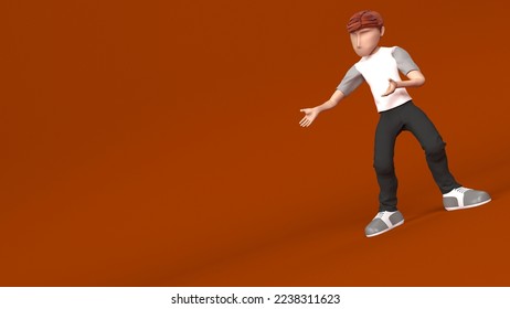 3D Render of a Young person presenting to empty copyspace