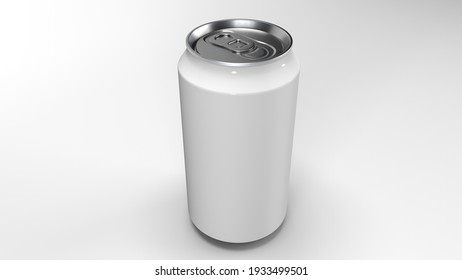 3d Rendered 375 ML White Isolated Can Mockup Isometric View
