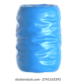 A 3D rendered abstract blue object with a soft, wavy texture, resembling a fluid or malleable surface. Its glossy material reflects light against a clean white background.