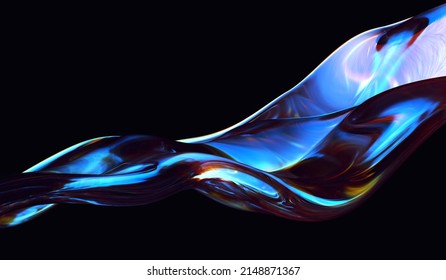 3d rendered abstract shape and detailed reflection   dispersion