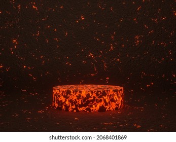 3D Rendered Abstract Volcanic Magma Podium