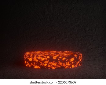 3D Rendered Abstract Volcanic Molten Rock Podium