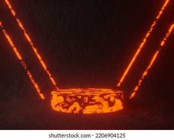 3D Rendered Abstract Volcanic Molten Rock Podium