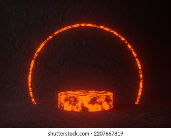 3D Rendered Abstract Volcanic Molten Rock Podium