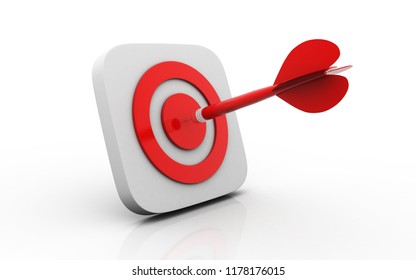 3d rendered Arrow hitting target. Business concept on white background
