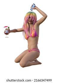 3D Rendered Bikini Beach Babe 