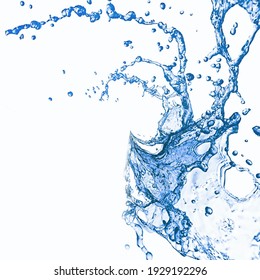 3D rendered blue liquid swirling on a white background