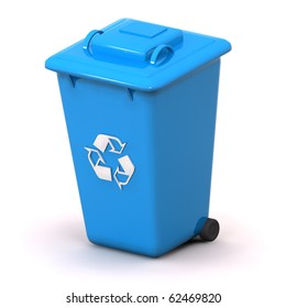 Blue Plastic Recycle Bin 3d Render Stock Illustration 1711430935