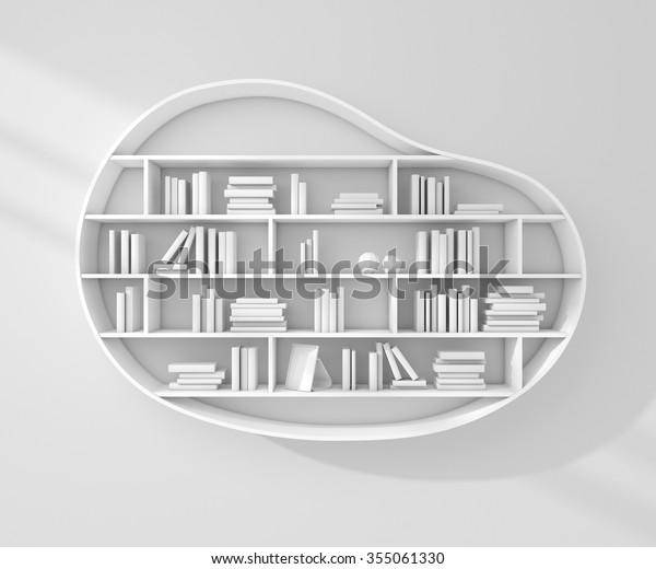 3d Rendered Bookshelves Books Decorations Stock Illustration 355061330