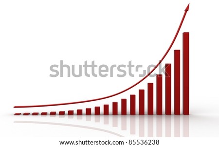 3d rendered bussiness graph isolated on white