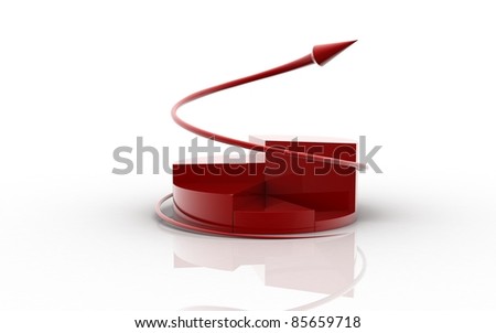 3d rendered bussiness graph isolated on white