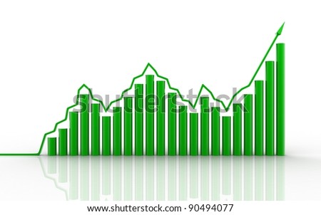 3d rendered bussiness graph isolated on white