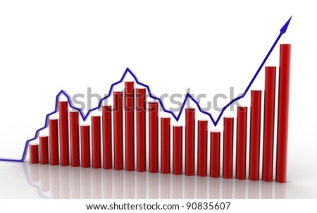 3d rendered bussiness graph isolated on white