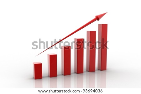 3d rendered bussiness graph isolated on white